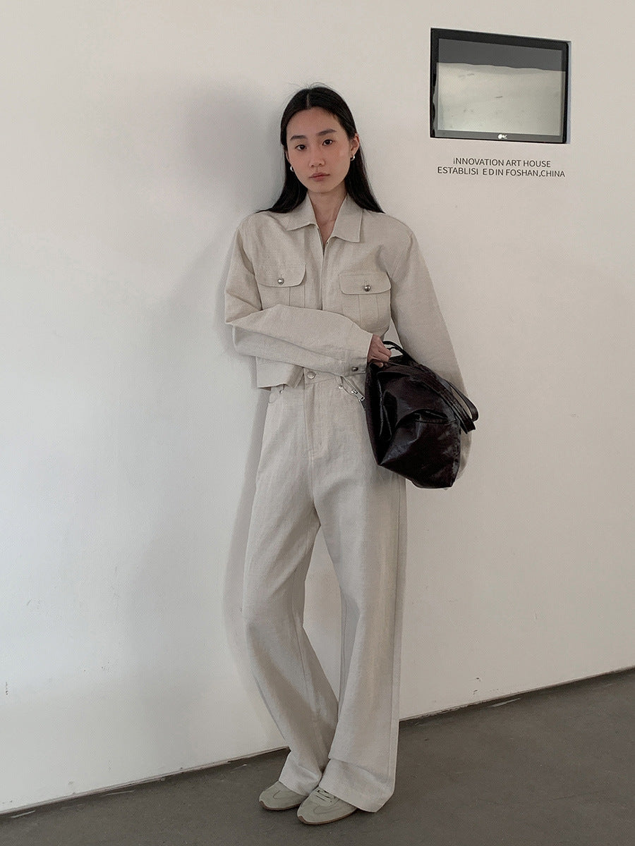 Dame cropped Utility-jakke med praktiske lommer og moderne lynlås Stilla