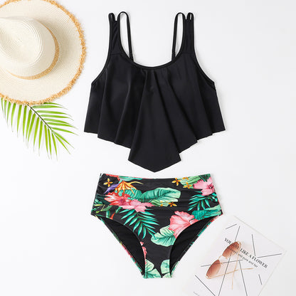 Dame badetøj sæt med flydende top og højt snittede shorts Stilla