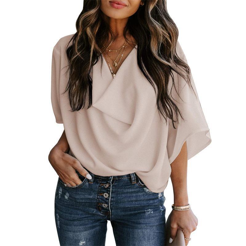 Dame elegant crossover-bluse med løs pasform Stilla