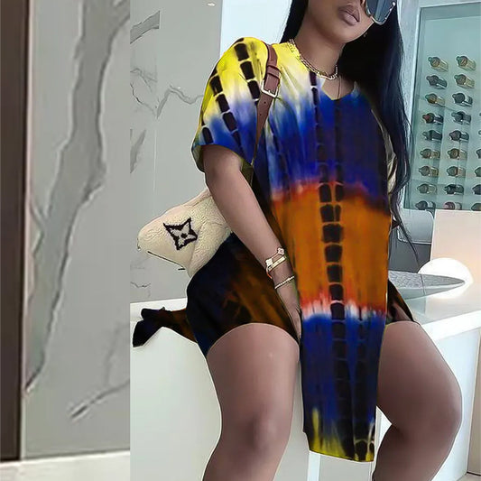 Dame afslappet sommerkjole i unikt batikdesign Stilla