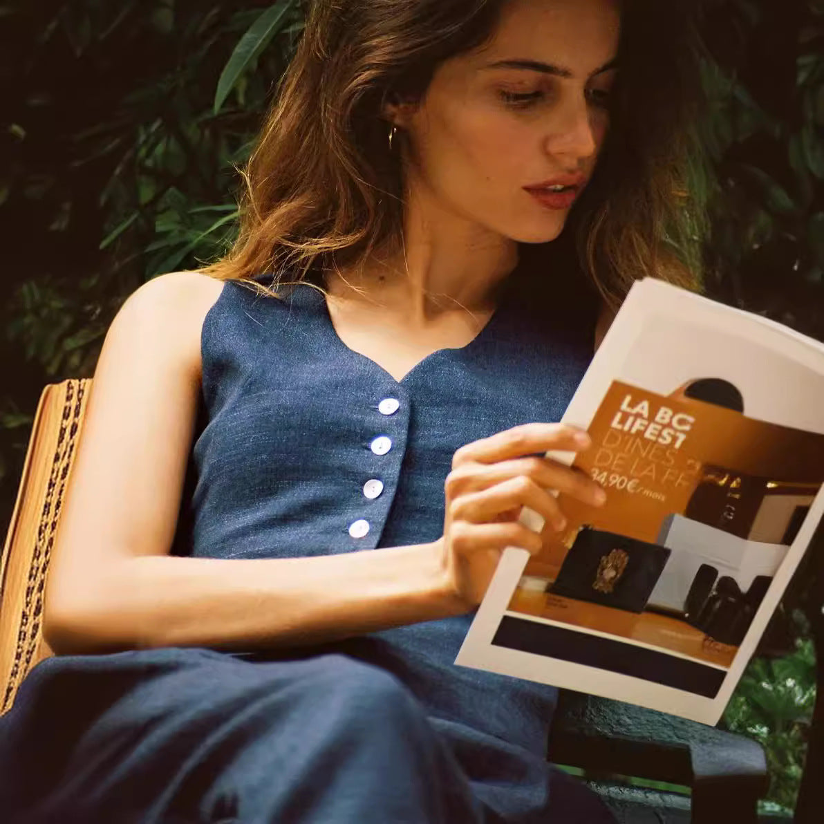 Dame elegant bred skåret bukser med høj talje og folder Stilla