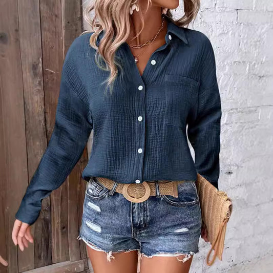 Dame afslappet linnedbluse Stilla