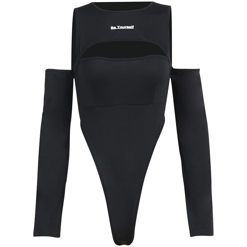 Dame bodysuit med kreativ cut-out-design og lange ærmer Stilla