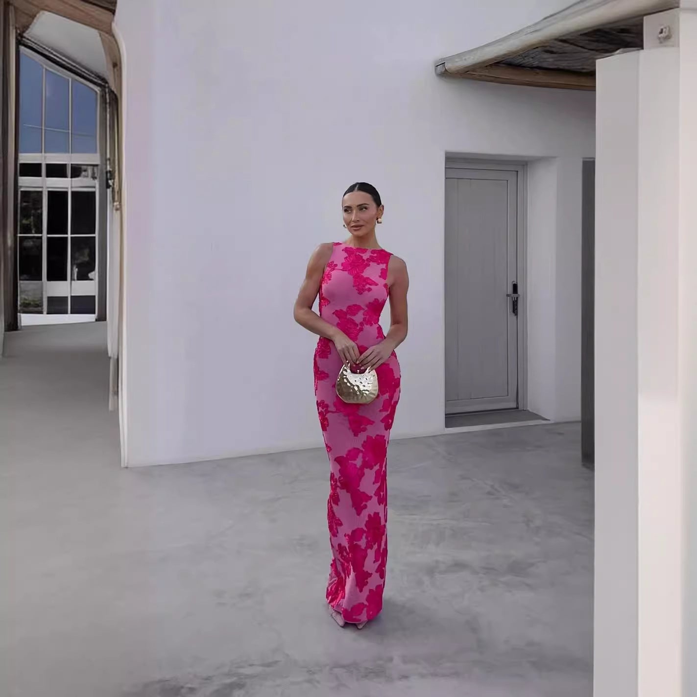 Dame Elegant bryllups kjole med blomster applikationer Stilla