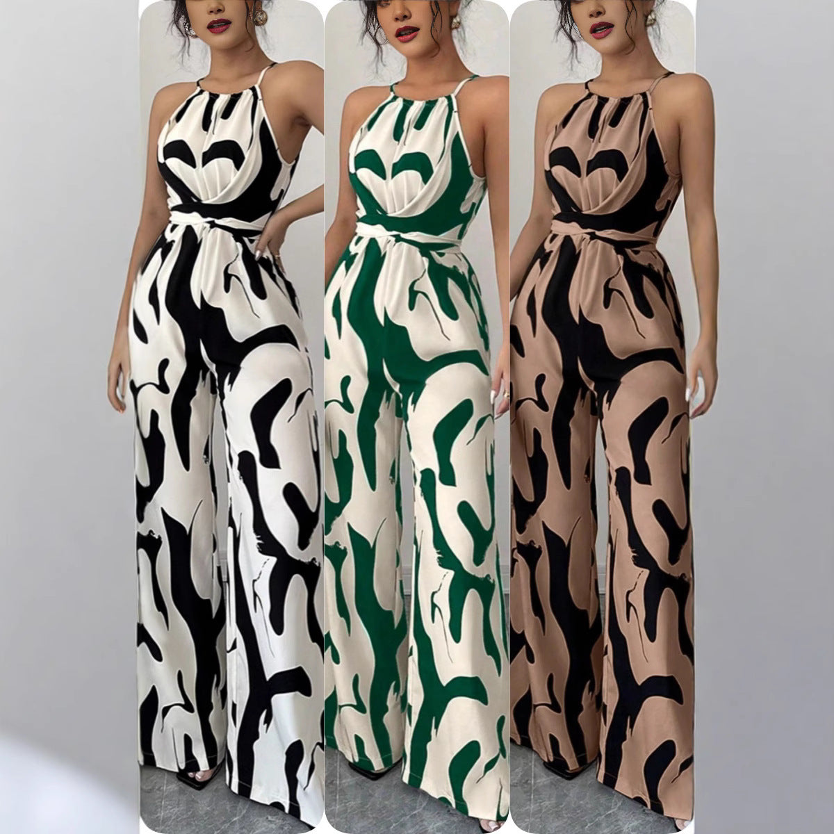 Dame jumpsuit med høj krave og elegant drapering Stilla