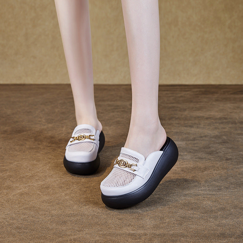 Dame Designer Slip-On Mules med åndbart mesh-overmateriale og stilfuld spændeaccent Stilla