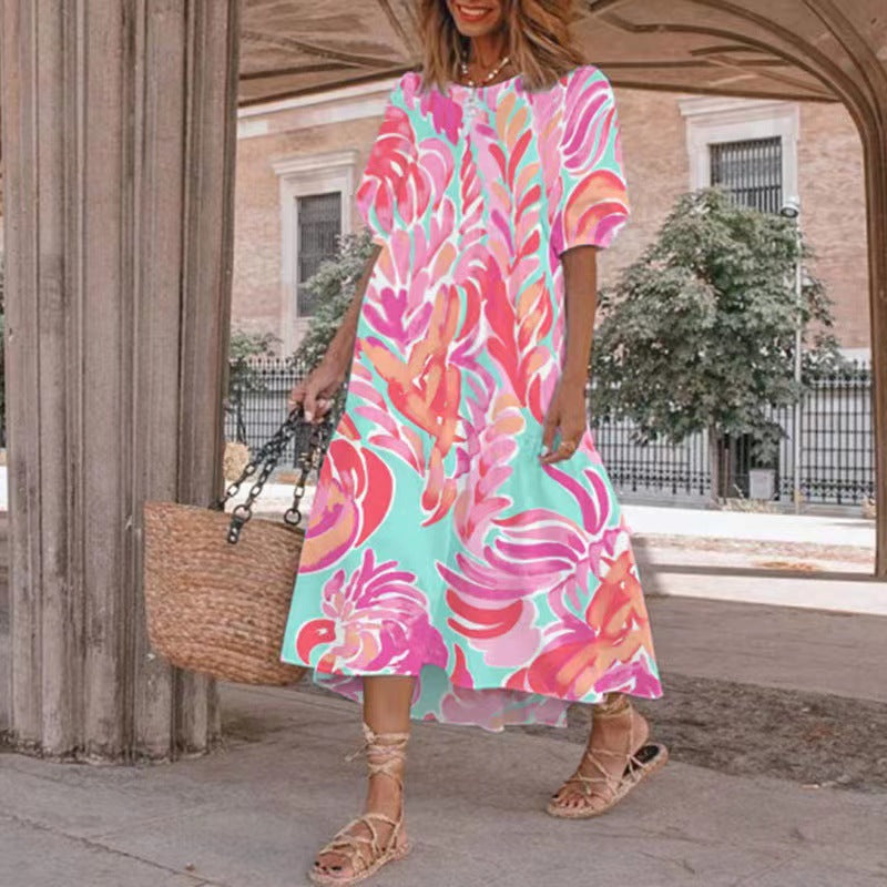 Dame Elegant Blomster Midi Kjole Stilla