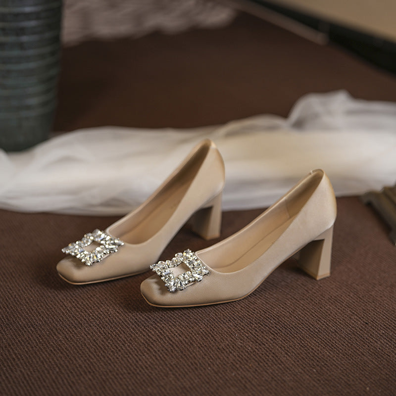 Dame Elegant Blokhæls Kjole Pumps med dekorativ udsmykning Stilla