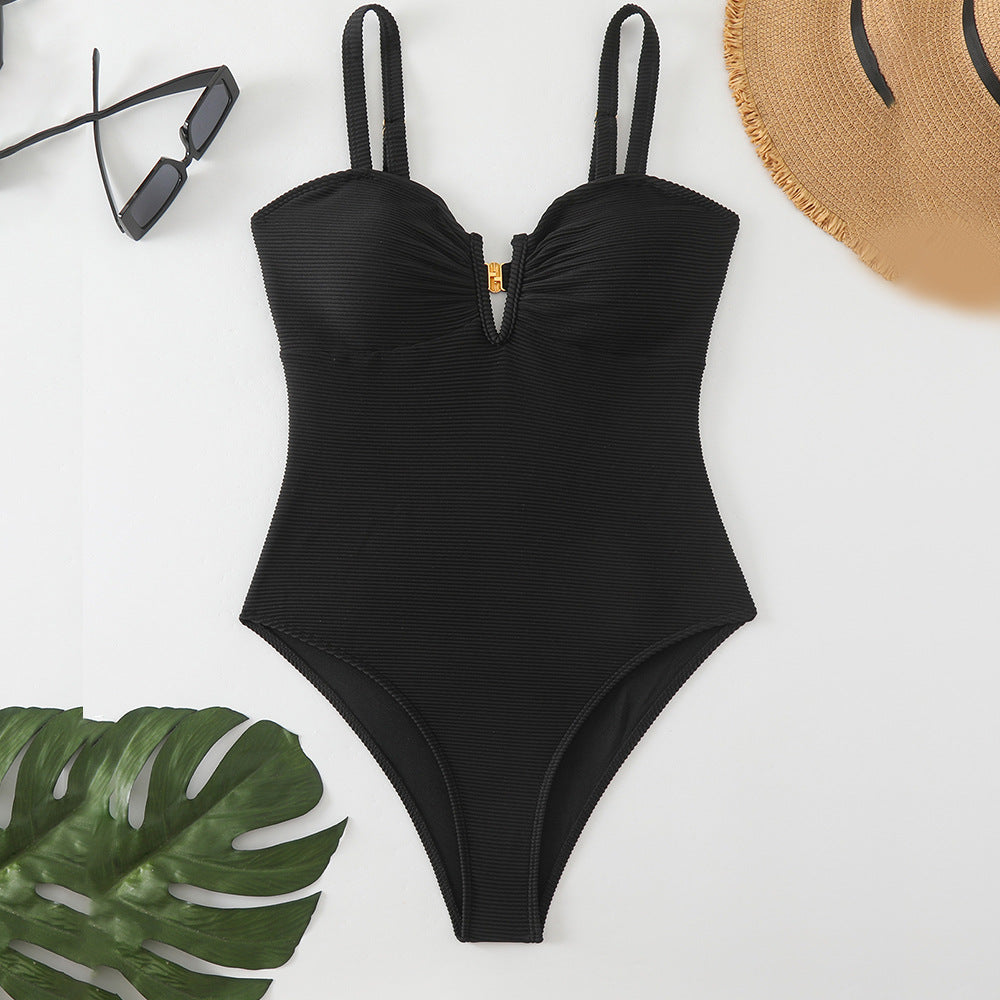 Dame Eintøjs badedragt med moderigtig lynlås og elegant ribstruktur Stilla