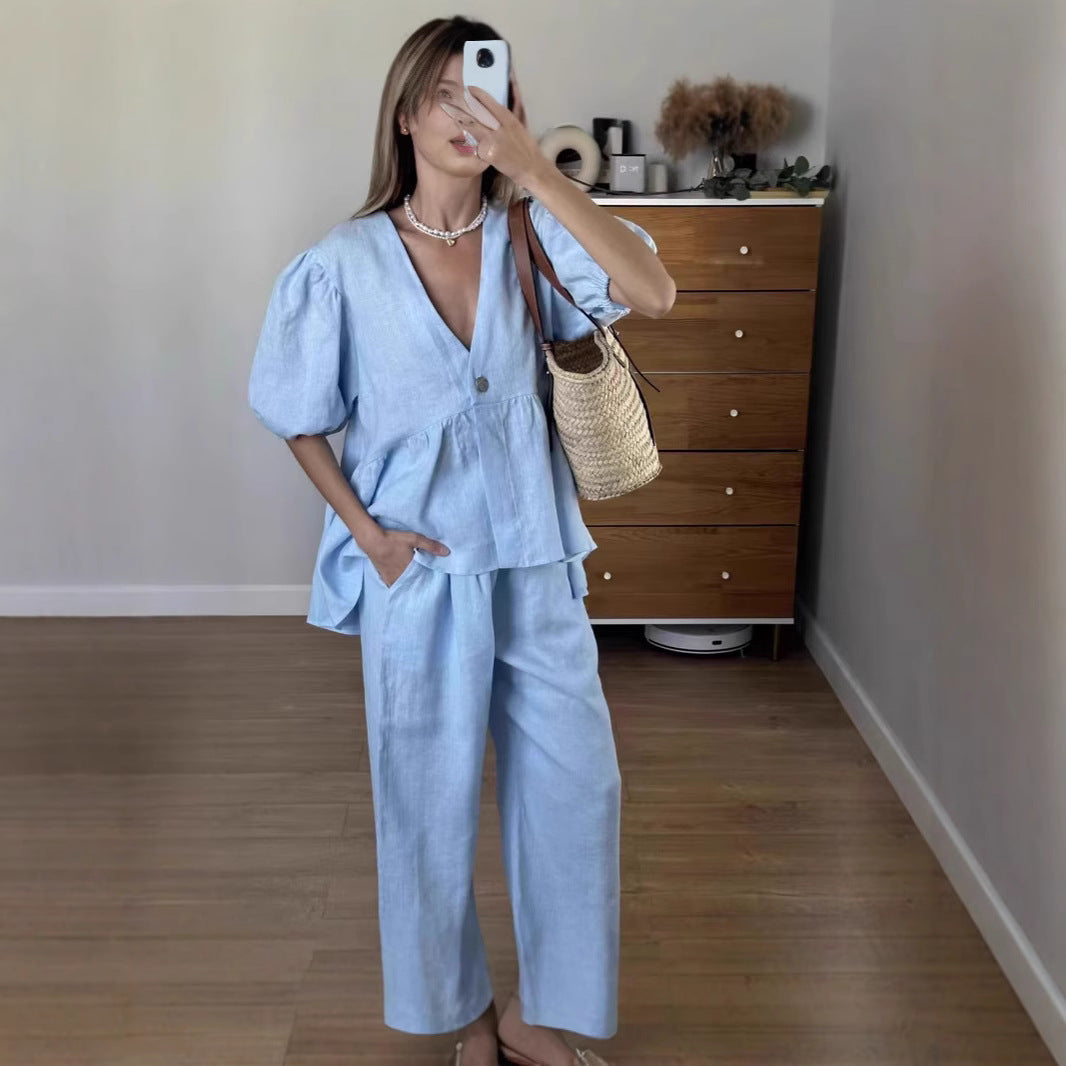 Dame afslappet linned outfit Stilla