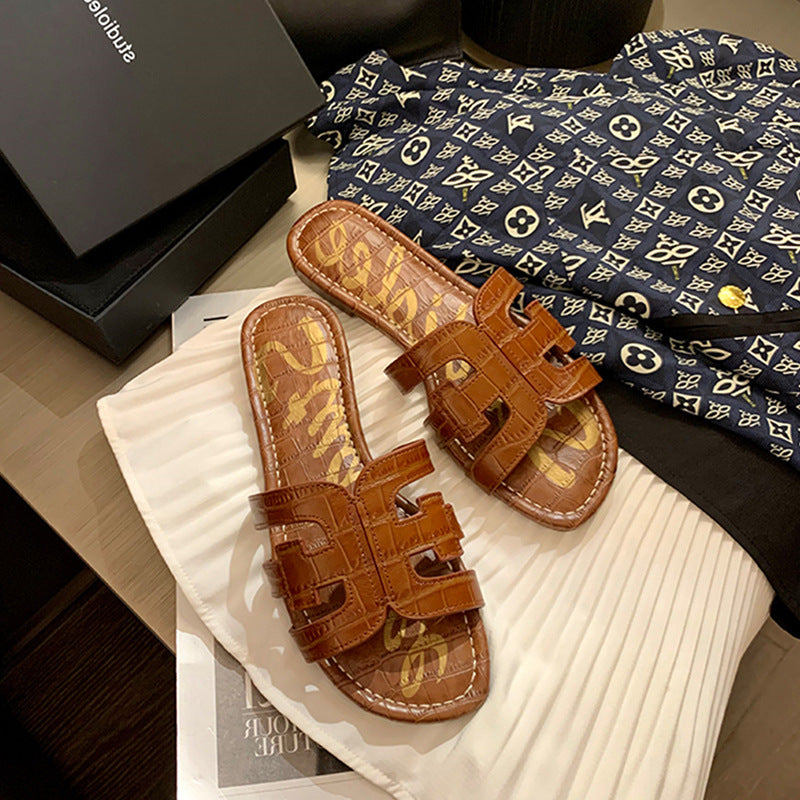 Dame Åben-Tå Rutsjesandaler med Dekorative Remme Stilla