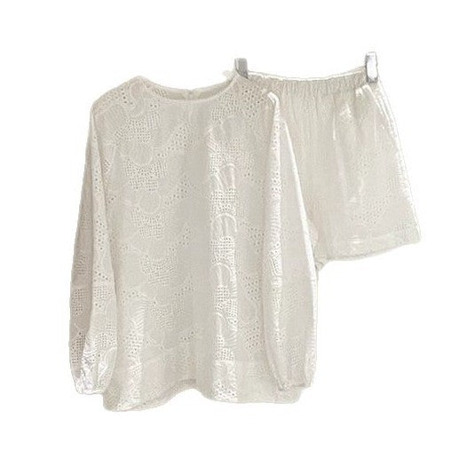 Dame afslappet pyjamas med fin spids og elastisk linning Stilla