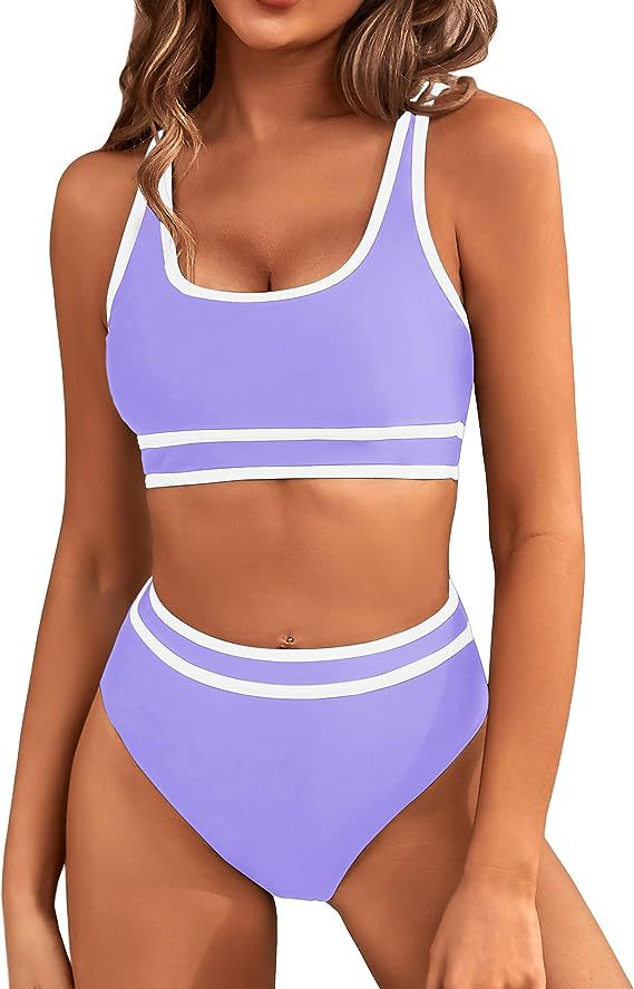 Dame Sporty bikini sæt med brede stropper og høj skæring Stilla