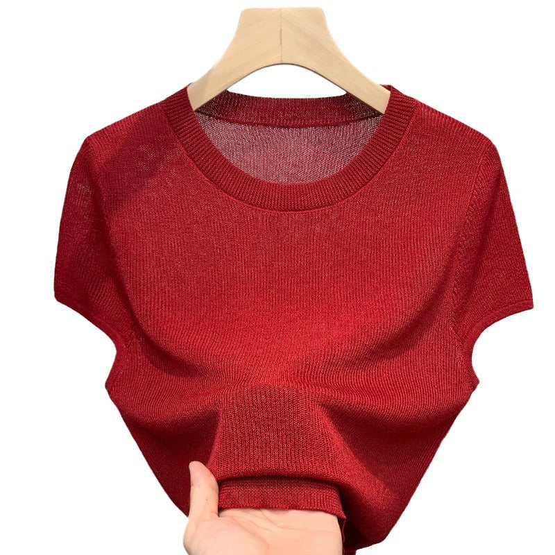 Dame afslappet kortærmet t-shirt med høj kvalitet tekstur og moderne rund halsudskæring Stilla