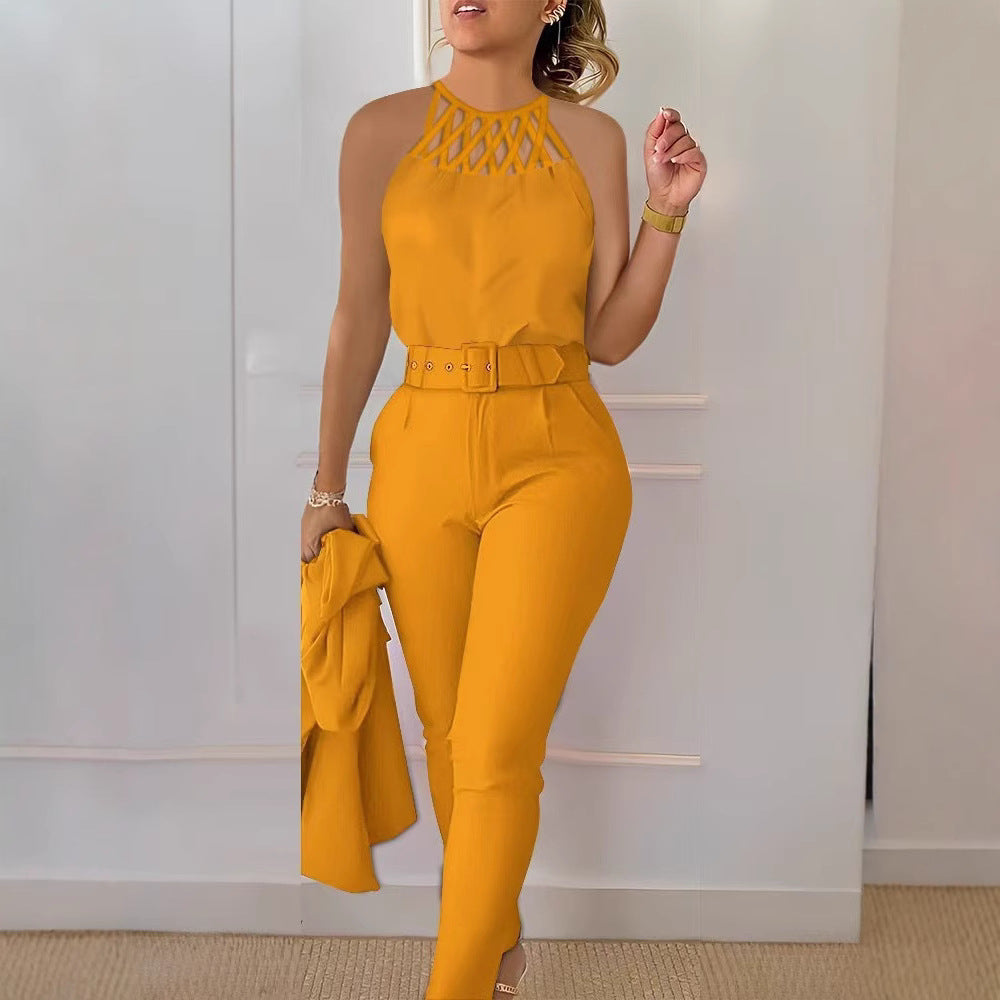 Dame jumpsuit med moderne snit og dekorativ krave Stilla