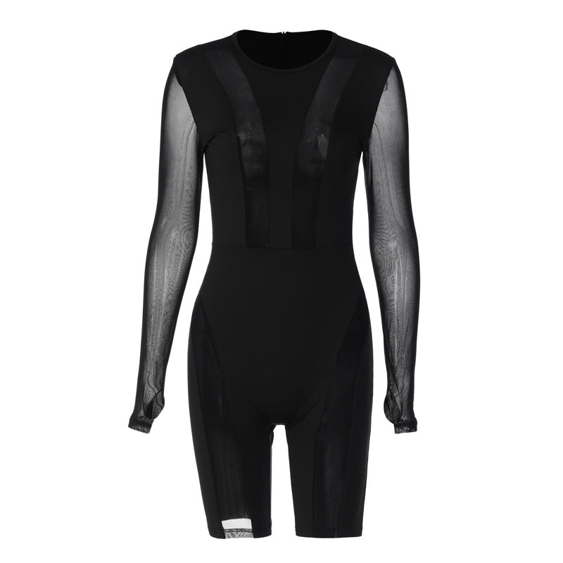 Dame Elegante gulvlange jumpsuit med kunstneriske gennemsigtige indsatser Stilla