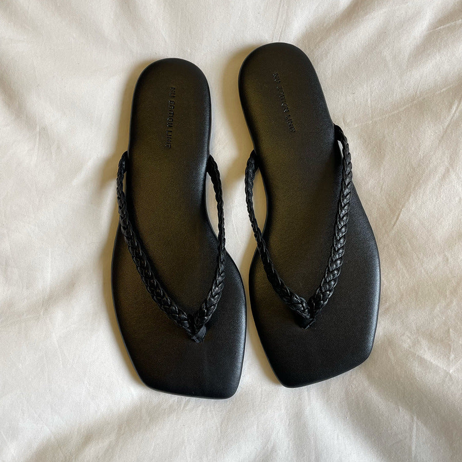 Dame Elegant Flad Remsandaler med Flettet Detalje Stilla