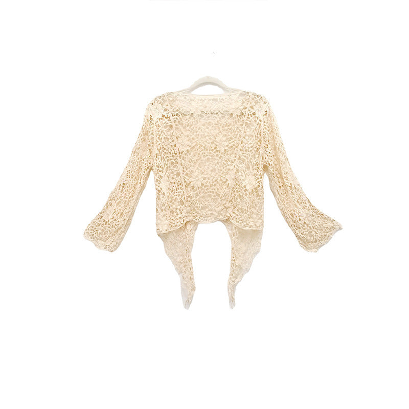 Dame elegant Boho-strikjakke med romantiske spids- og frynse-detaljer Stilla