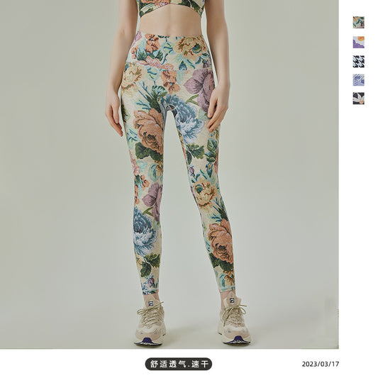 Dame leggings med moderne hamskærmønster og høj talje Stilla
