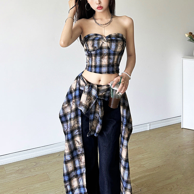 Dame Cropped top med moderne tern og innovativt bånddesign Stilla