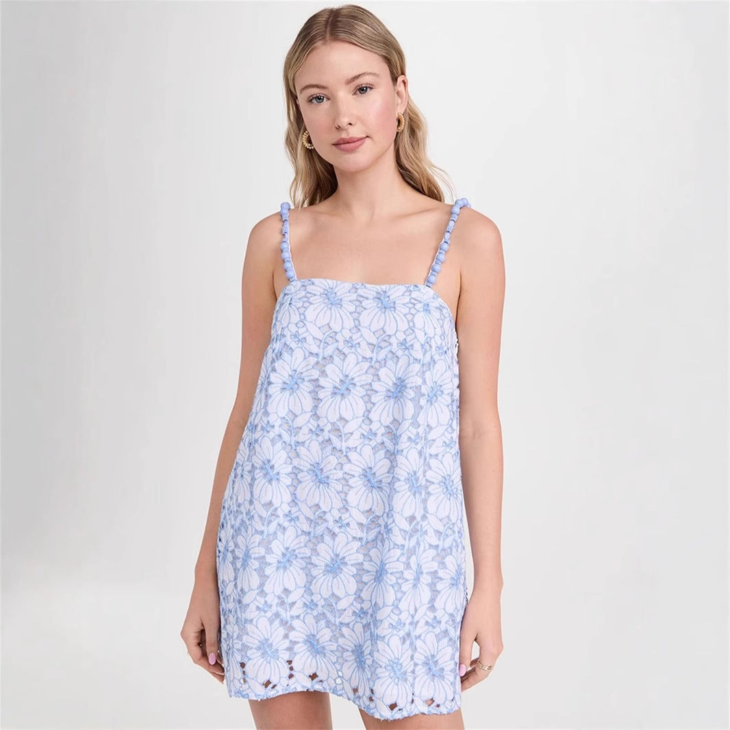 Dame afslappet sommerkjole med blomster spidsindsats Stilla