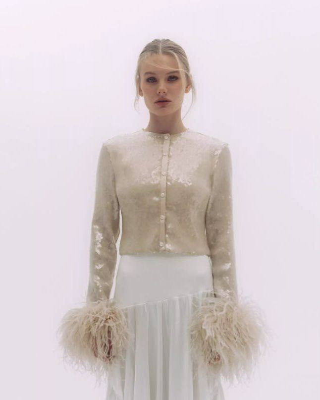 Dame elegant Bluse med fjer Stilla