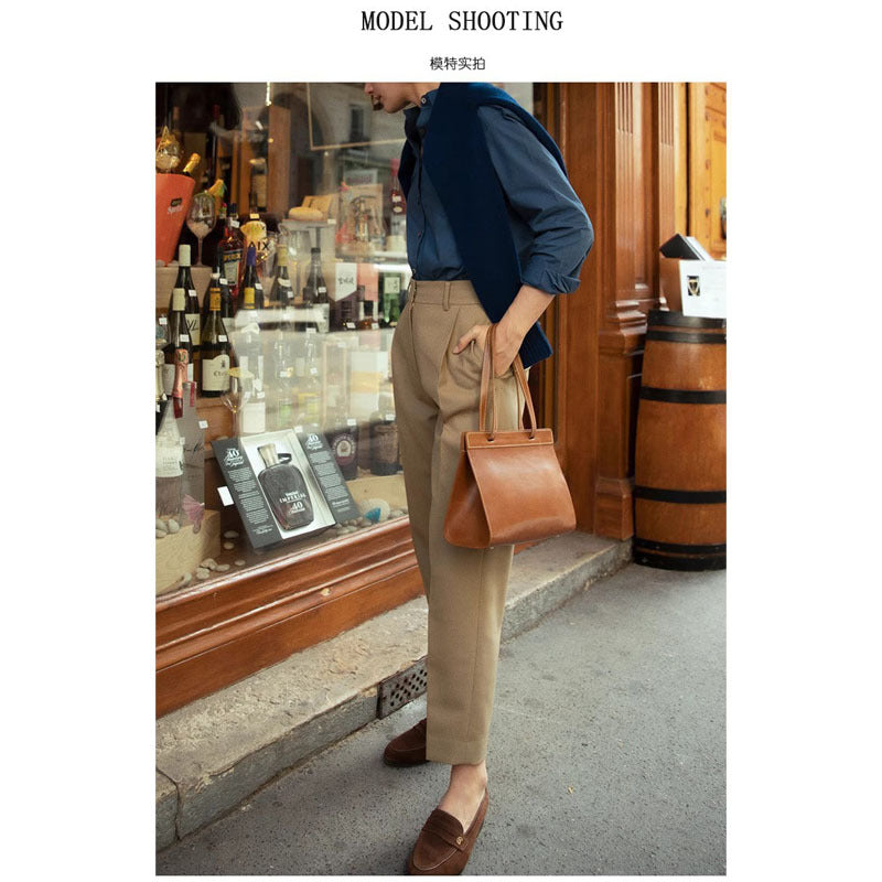 Dame elegant høj talje bukser med moderigtige folder og løs pasform Stilla