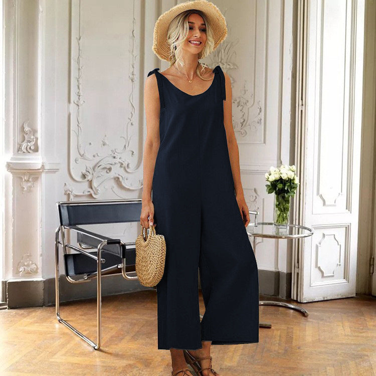 Dame Elegant Jumpsuit med stropløs design og bredt ben Stilla