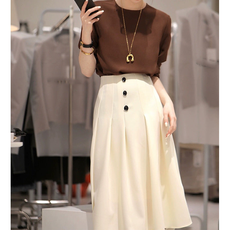 Dame Elegant Bluse med ballonformede ærmer og fin tekstur Stilla