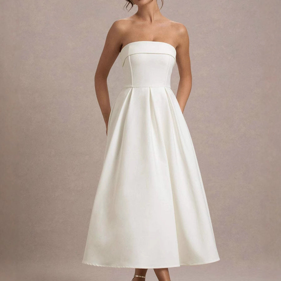 Dame elegant A-linie aftenkjole med talje-betonet design Stilla