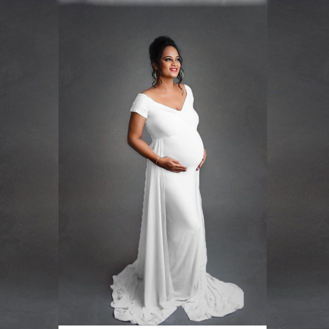 Dame Elegant Graviditets Wrap Kjole Stilla