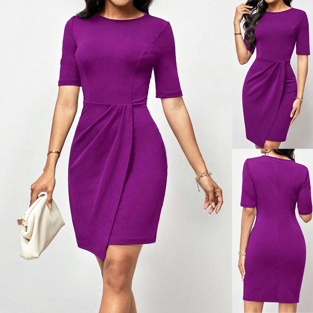 Dame Elegant Draperet Bodycon Kjole Stilla