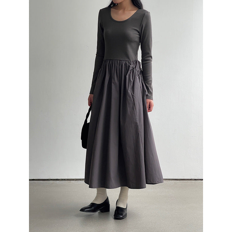 Dame afslappet maxikjole med rundudskæring og sidelærred Stilla