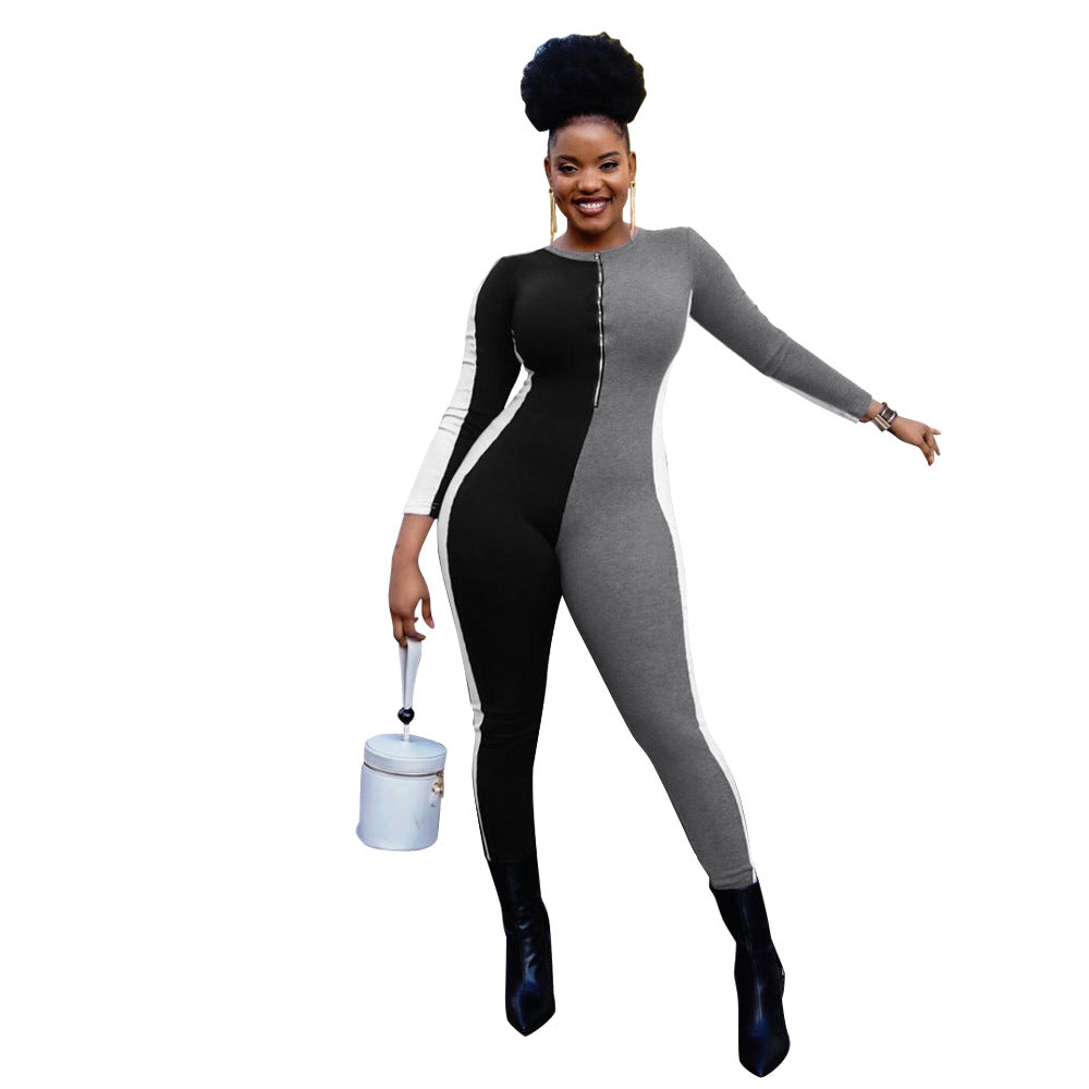 Dame Komfortabel Langærmet Jumpsuit med Lynlås Stilla