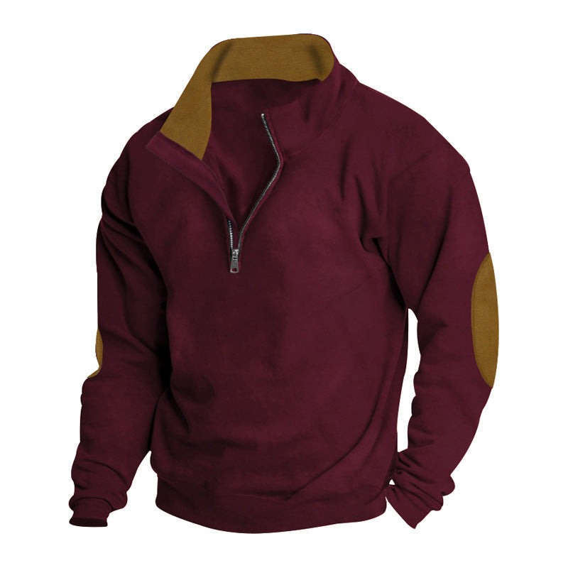 Herrer sportpullover med halv lynlås og kontrastdetaljer Stilla