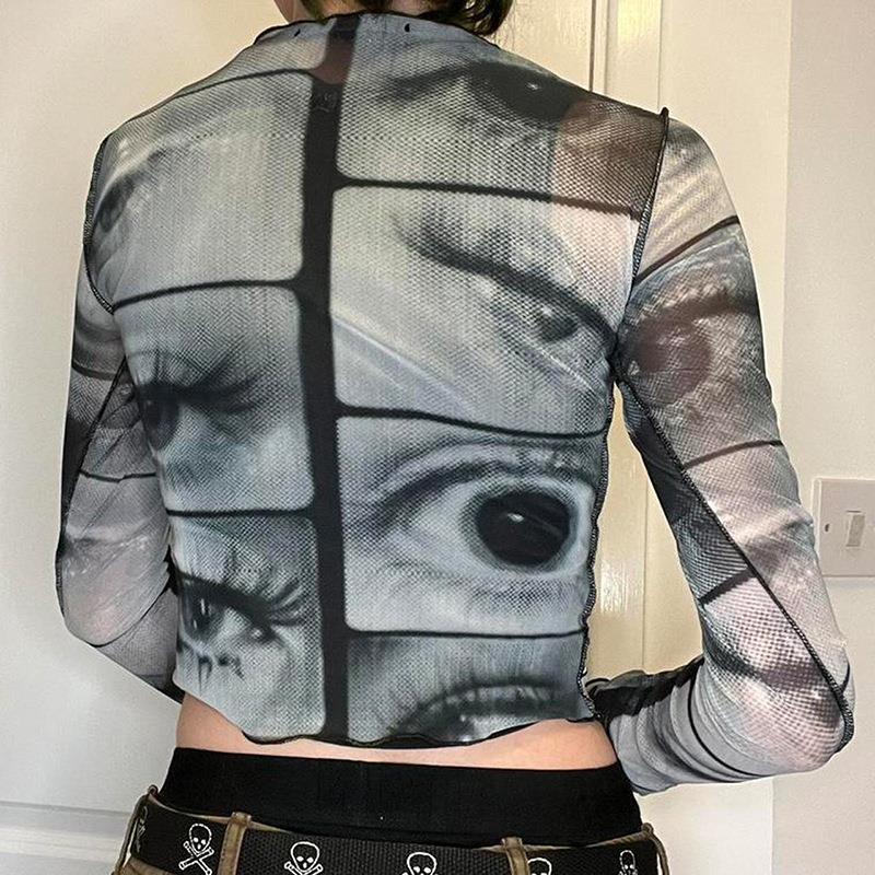 Dame Cropped Cardigan med legende tryk og knapdetaljer Stilla