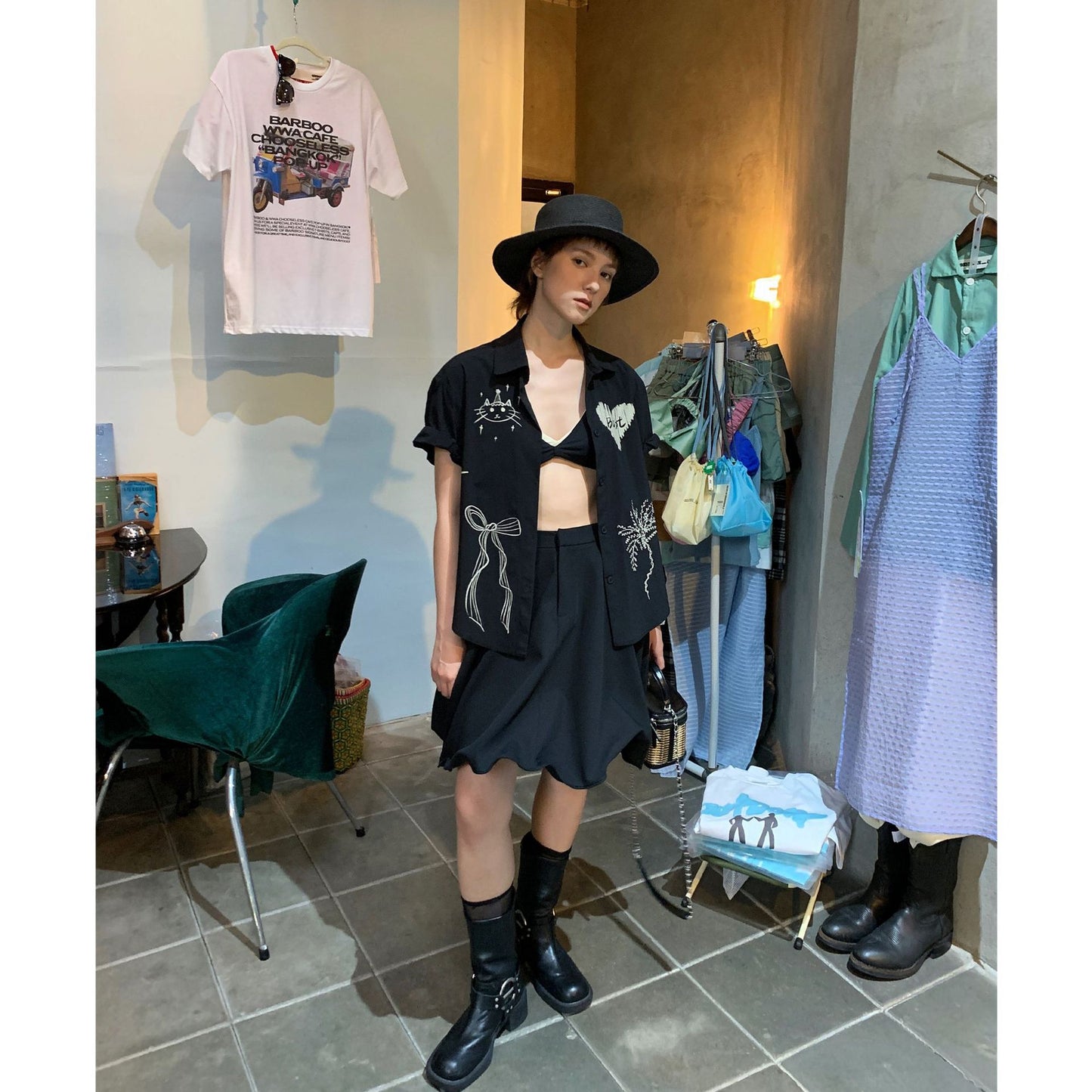 Dame afslappet skjorte med kreative mønstre og dekorative accenter Stilla