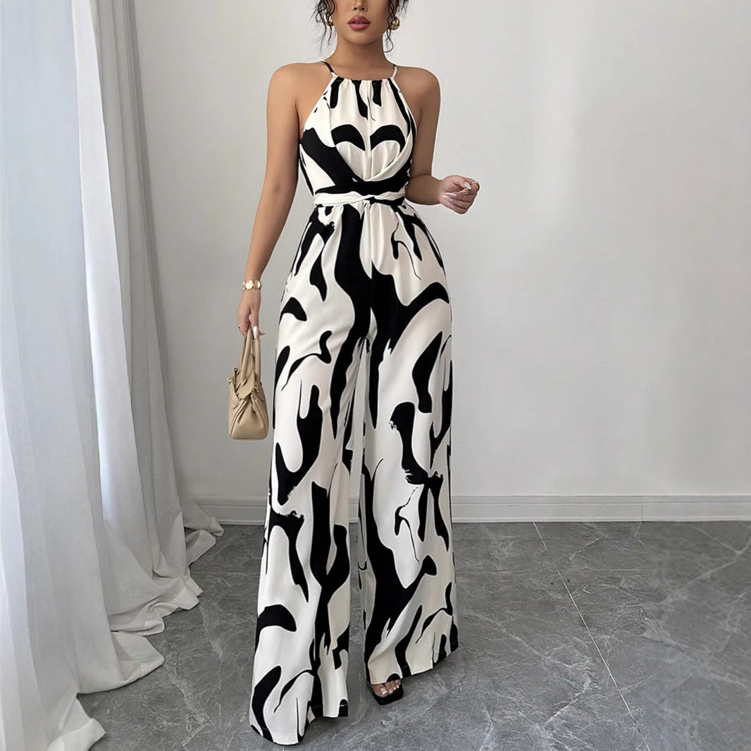 Dame jumpsuit med vidde ben og trendy mønster Stilla