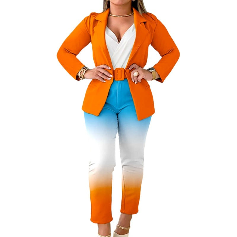 Dame Elegant jakkesæt med håndskrevet tryk Stilla