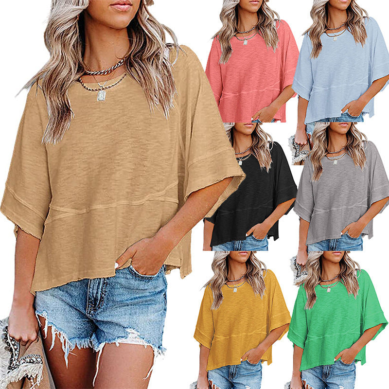 Dame afslappet oversized T-shirt med løs pasform og minimalistisk æstetik Stilla