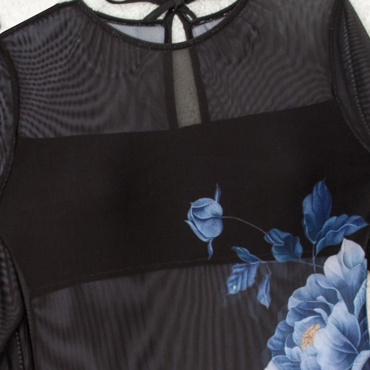 Dame Elegant Badedragt med lang arm og floral nederdel Stilla