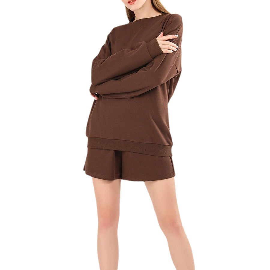 Dame afslappet fritids sæt med langærmet overdel og shorts Stilla