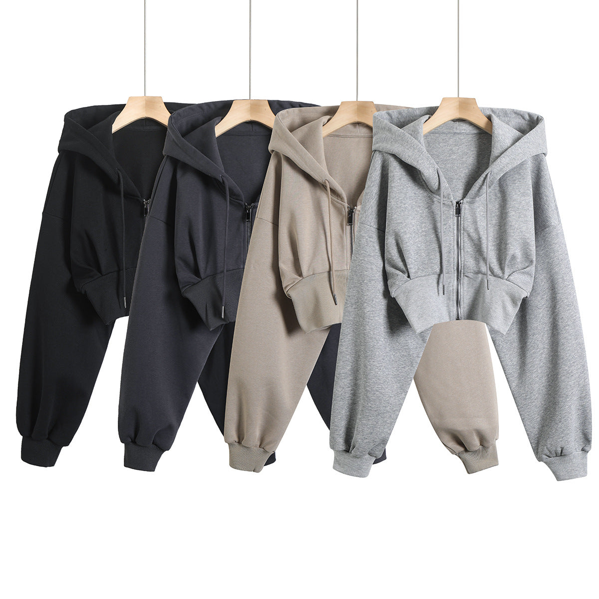 Dame cropped hættejakke med høj krave og afslappet snit Stilla