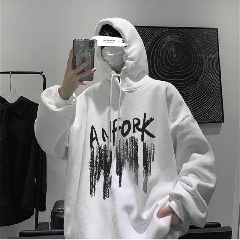 Herrer afslappet oversized hoodie med kreativ grafikdesign Stilla