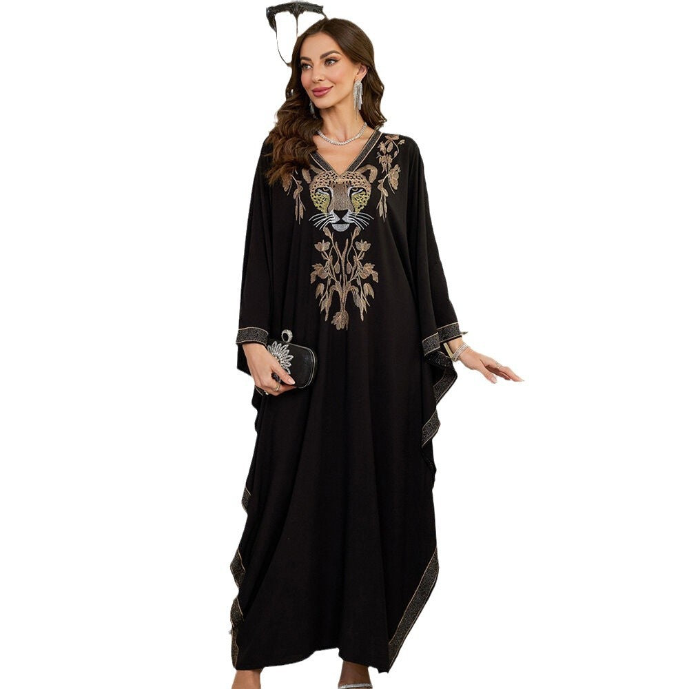 Dame Elegant Kaftan med kunstnerisk dyresyning og bred pasform Stilla