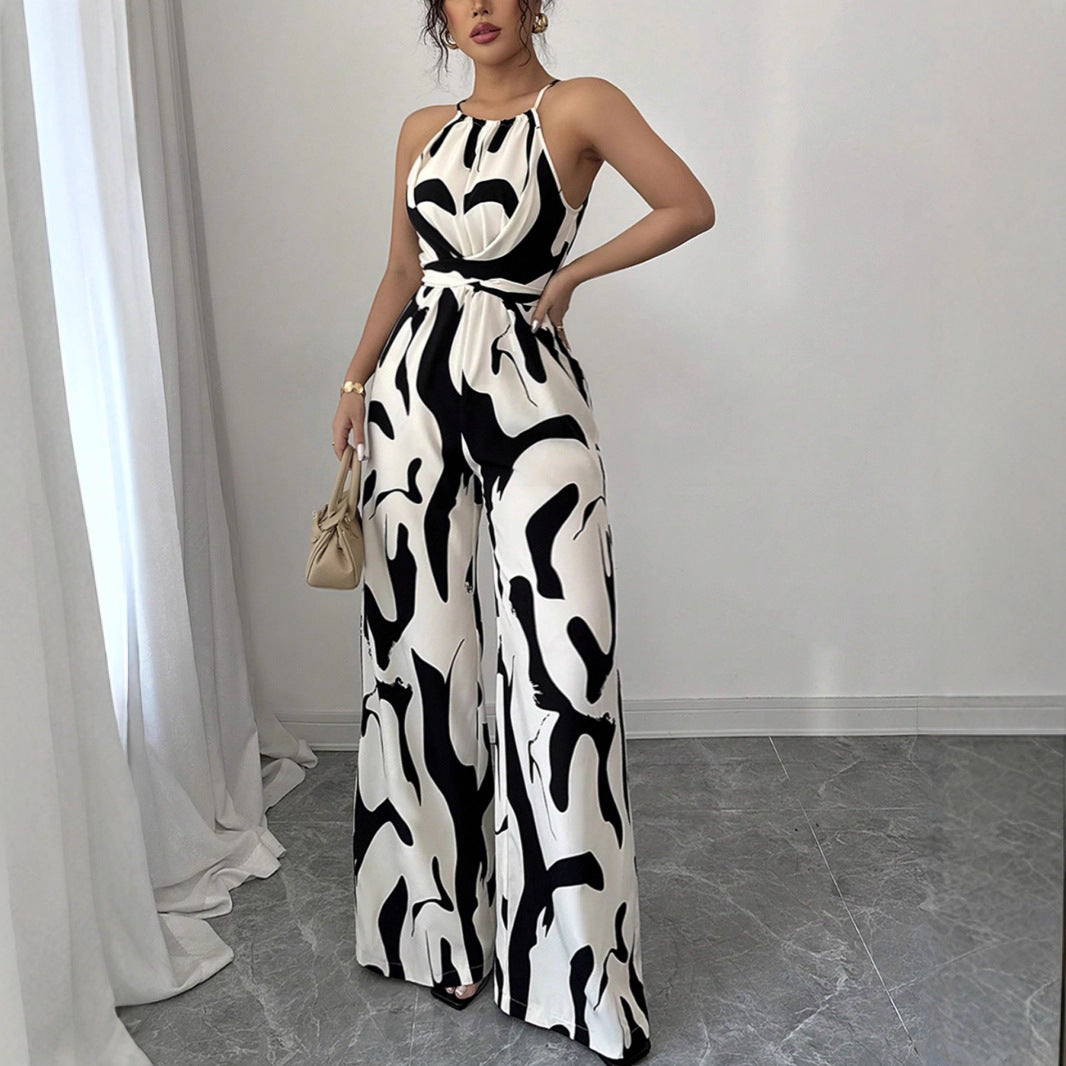 Dame Fashion Jumpsuit med spaghetti-remme og vide ben Stilla