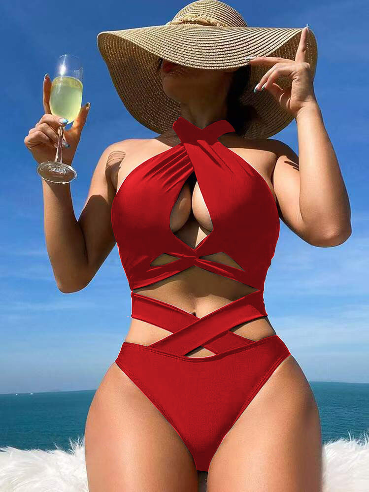 Dame Cross-Back Høj Talje Bikini Sæt Stilla