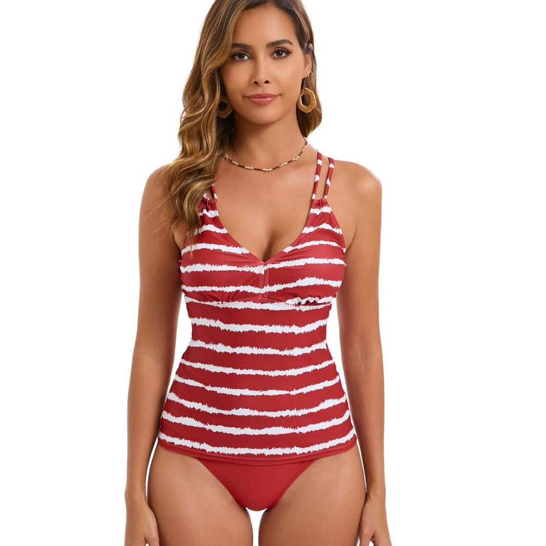Dame Cross-Back stribet Tankini Sæt Stilla