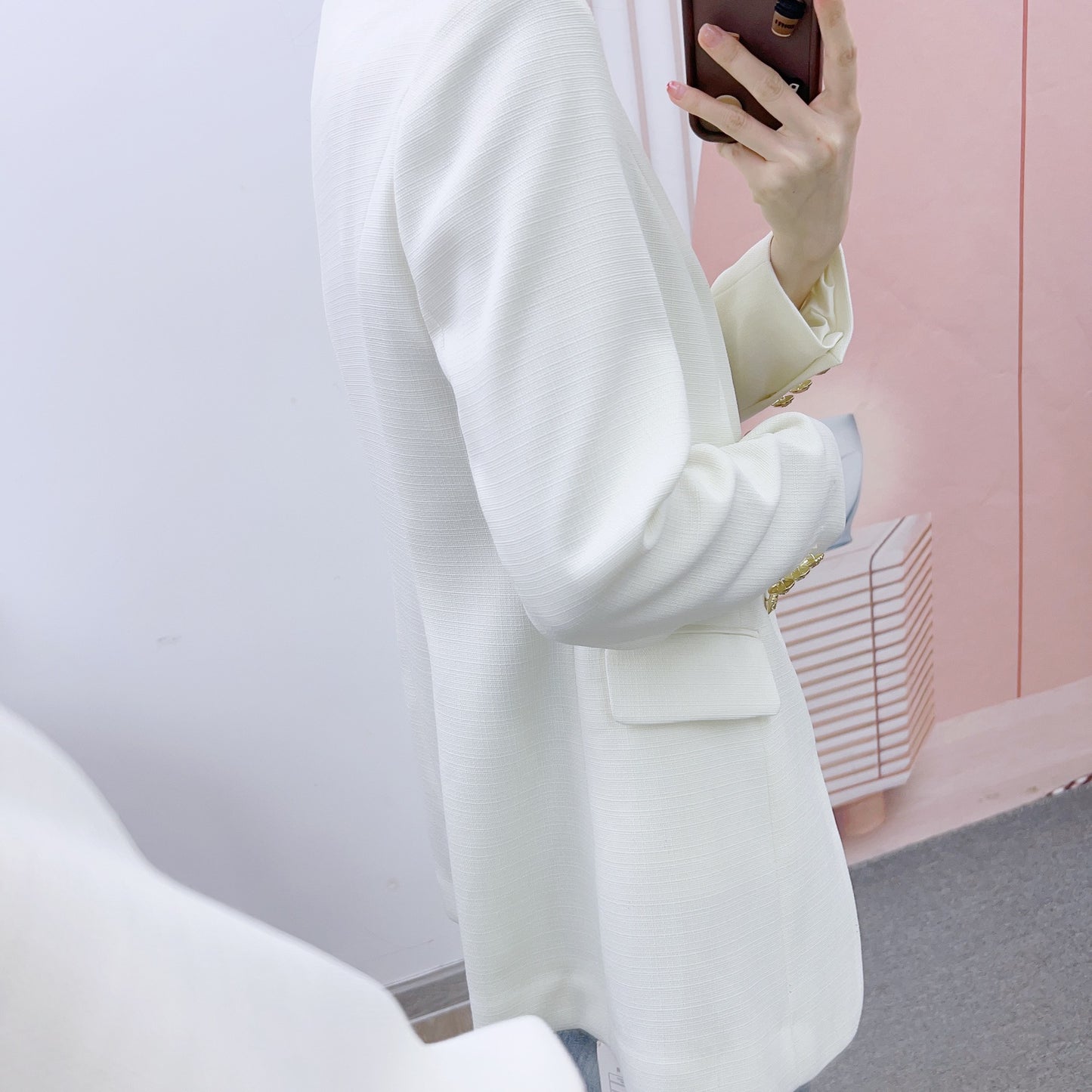 Dame Elegant Blazerjakke med gyldne knappedetaljer og struktureret design Stilla