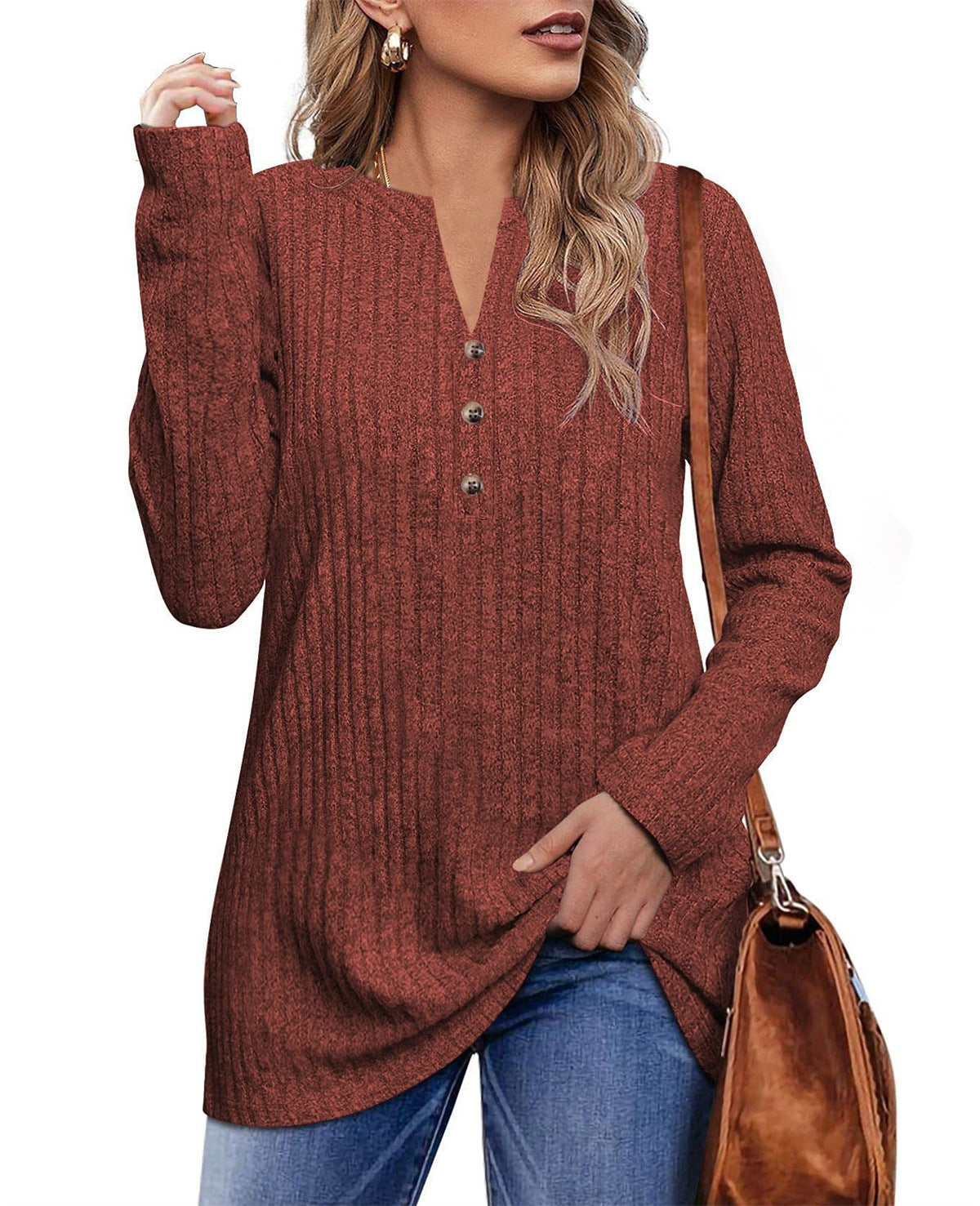 Dame afslappet langærmet sweatshirt med struktureret design og knapdetaljer Stilla